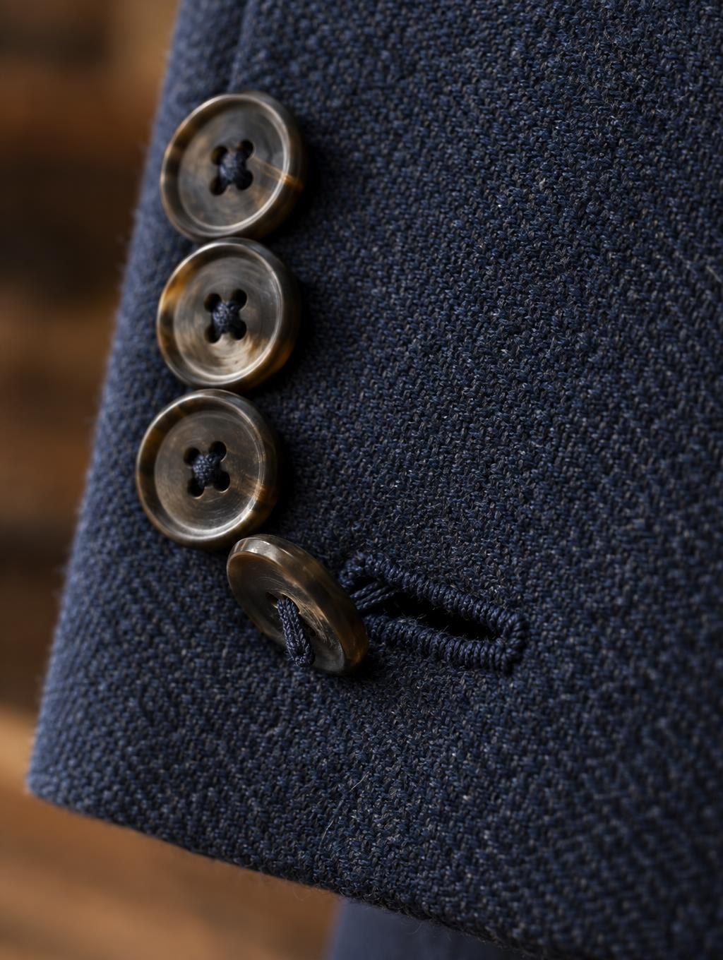 Horn buttons on a working jacket cuff