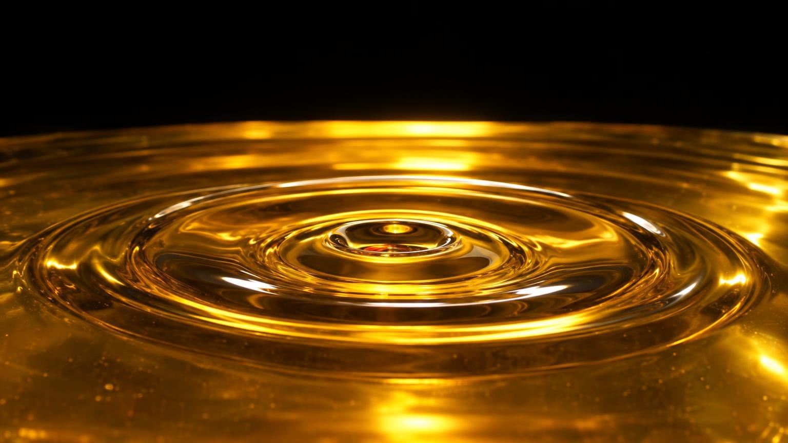A ring ripple in a pool of golden oil